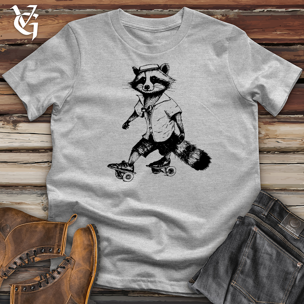 Viking Goods Raccoon On Roller Skates Cotton Tee Ash / L