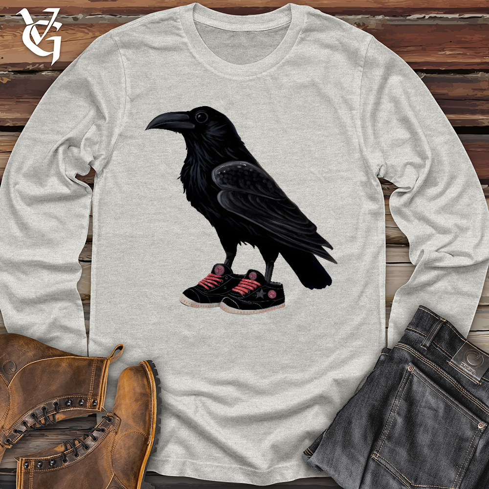 Viking Goods Raven Wearing Sneakers Long Sleeve Ash / L
