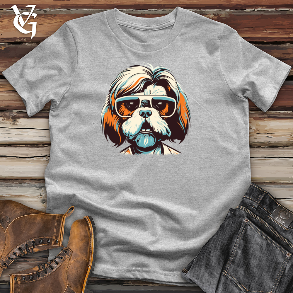 Viking Goods Shih Tzu Stylish Spectacles Cotton Tee Tan / L