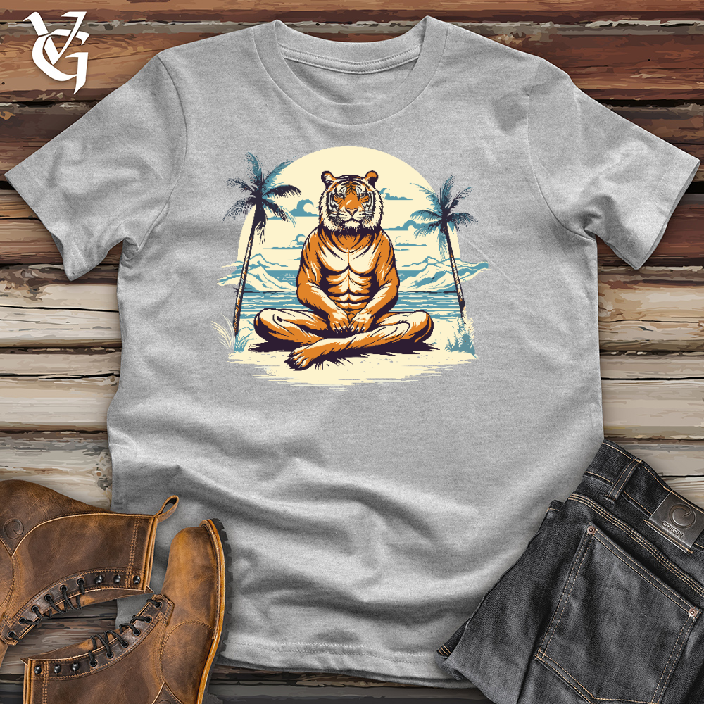 Viking Goods Tiger Doing Yoga Cotton Tee Ash / L