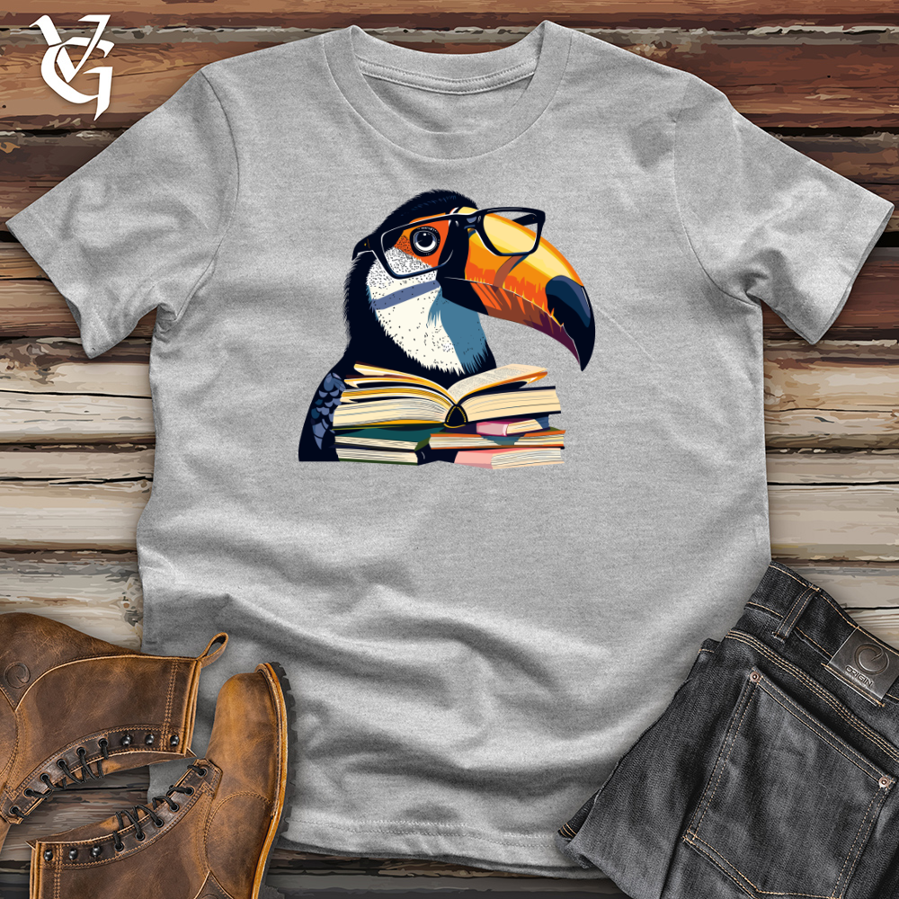 Viking Goods Toucan Bookworm Scholar Cotton Tee Steel Blue / L