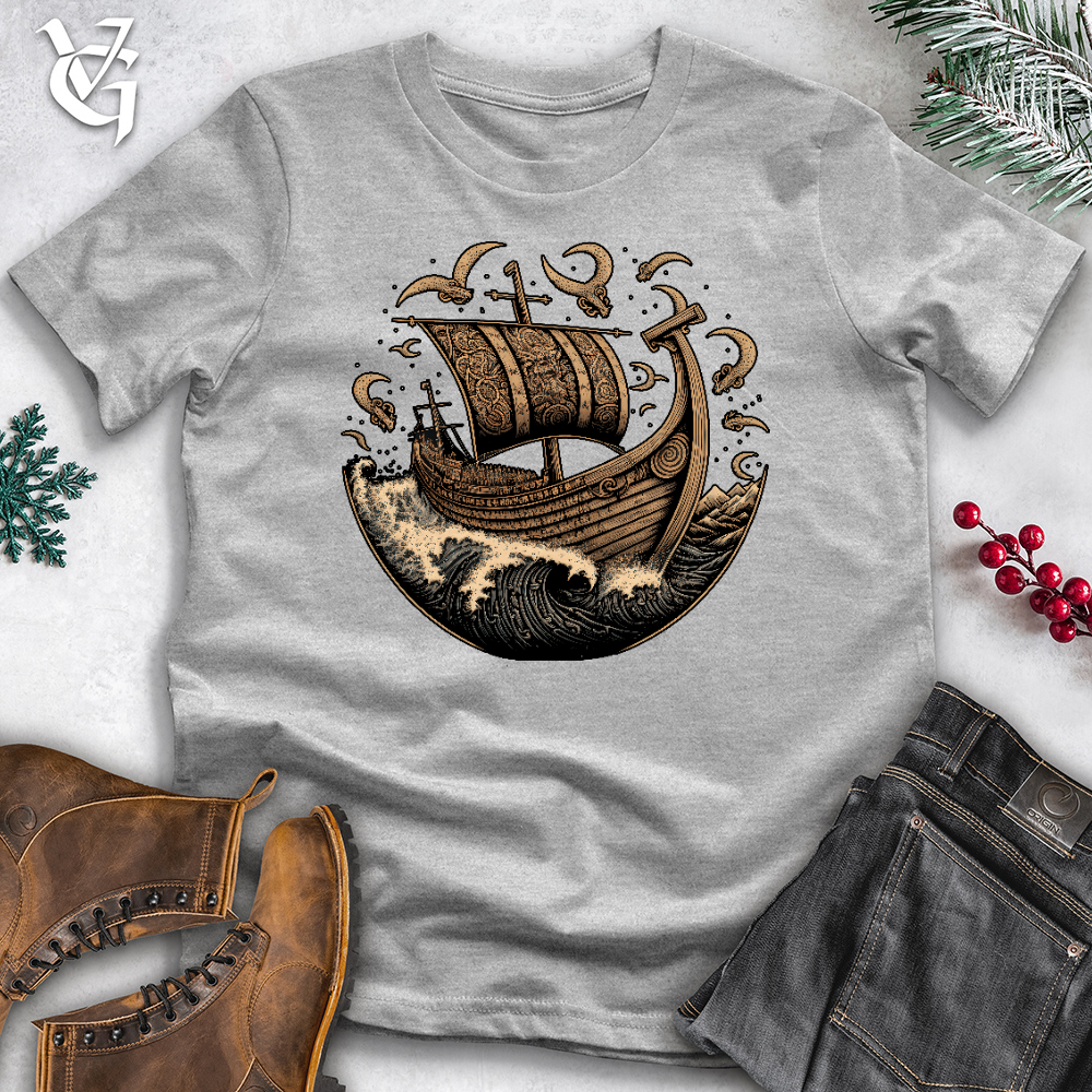 Viking Goods Vikings At Sea Cotton Tee Ash / L