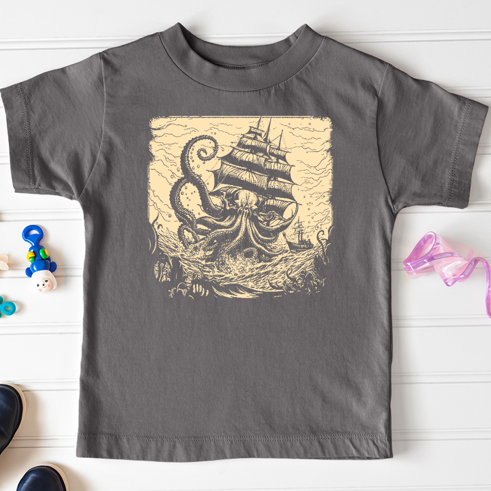 Viking Goods Kraken at Sea Toddler Tee Asphalt / 2T