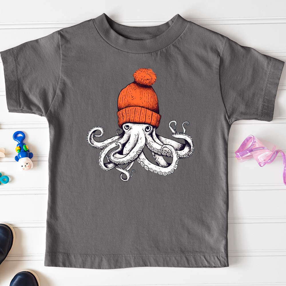 Viking Goods Octopus Orange Beanie Toddler Tee Asphalt / 2T
