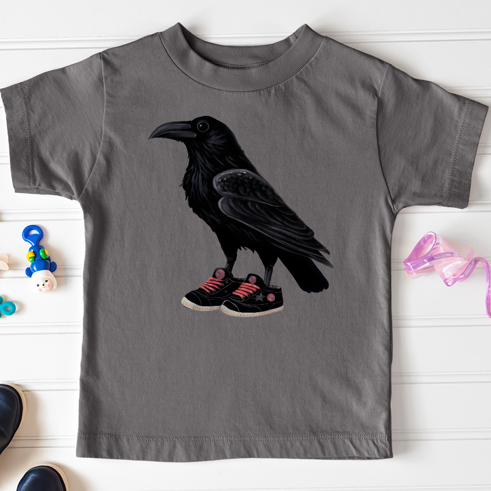 Viking Goods Raven Wearing Sneakers Toddler Tee Asphalt / 2T