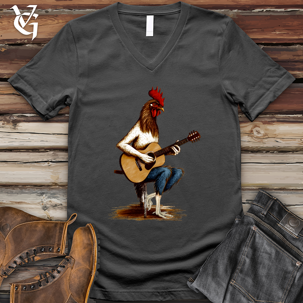 Viking Goods Chicken Guitarist V-Neck Tee Asphalt / L