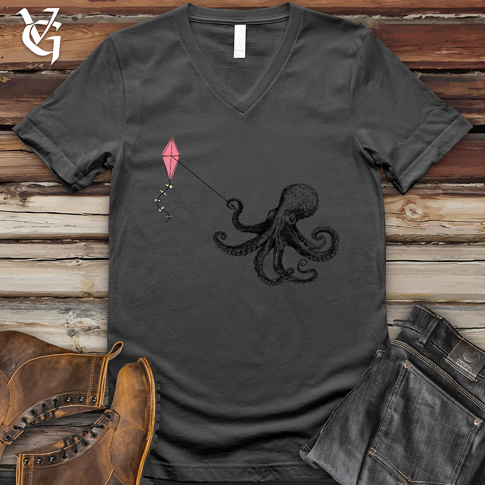 Viking Goods Octopus Flying Kyte V-Neck Tee Asphalt / L