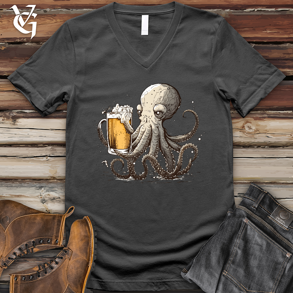 Viking Goods Octopus Happy Hour V- Neck Tee Asphalt / L