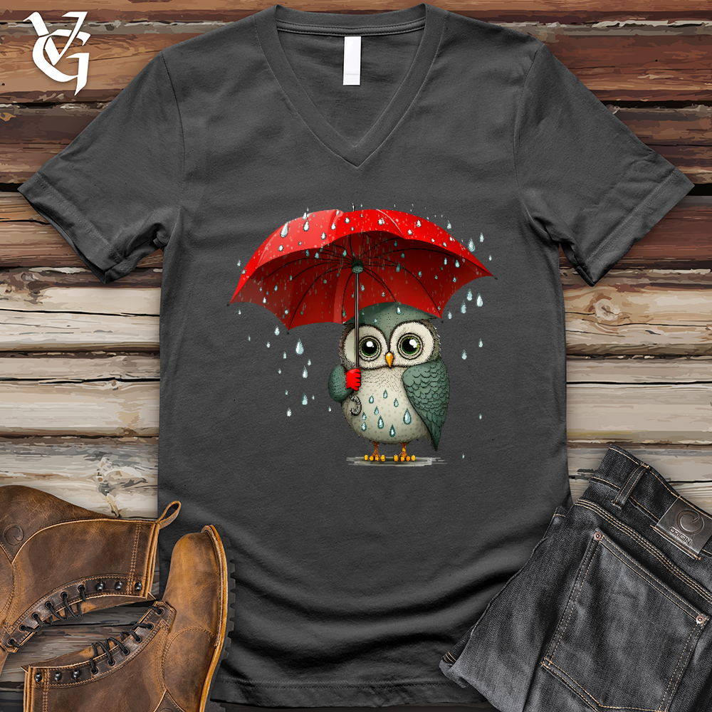 Viking Goods Owl in the Rain V- Neck Tee Asphalt / L