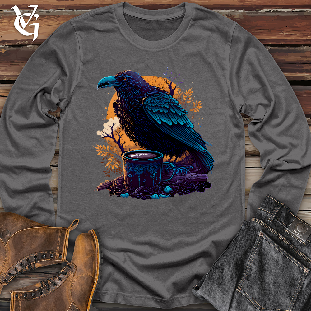 Viking Goods Raven Drinking Coffee Long Sleeve Asphalt / L