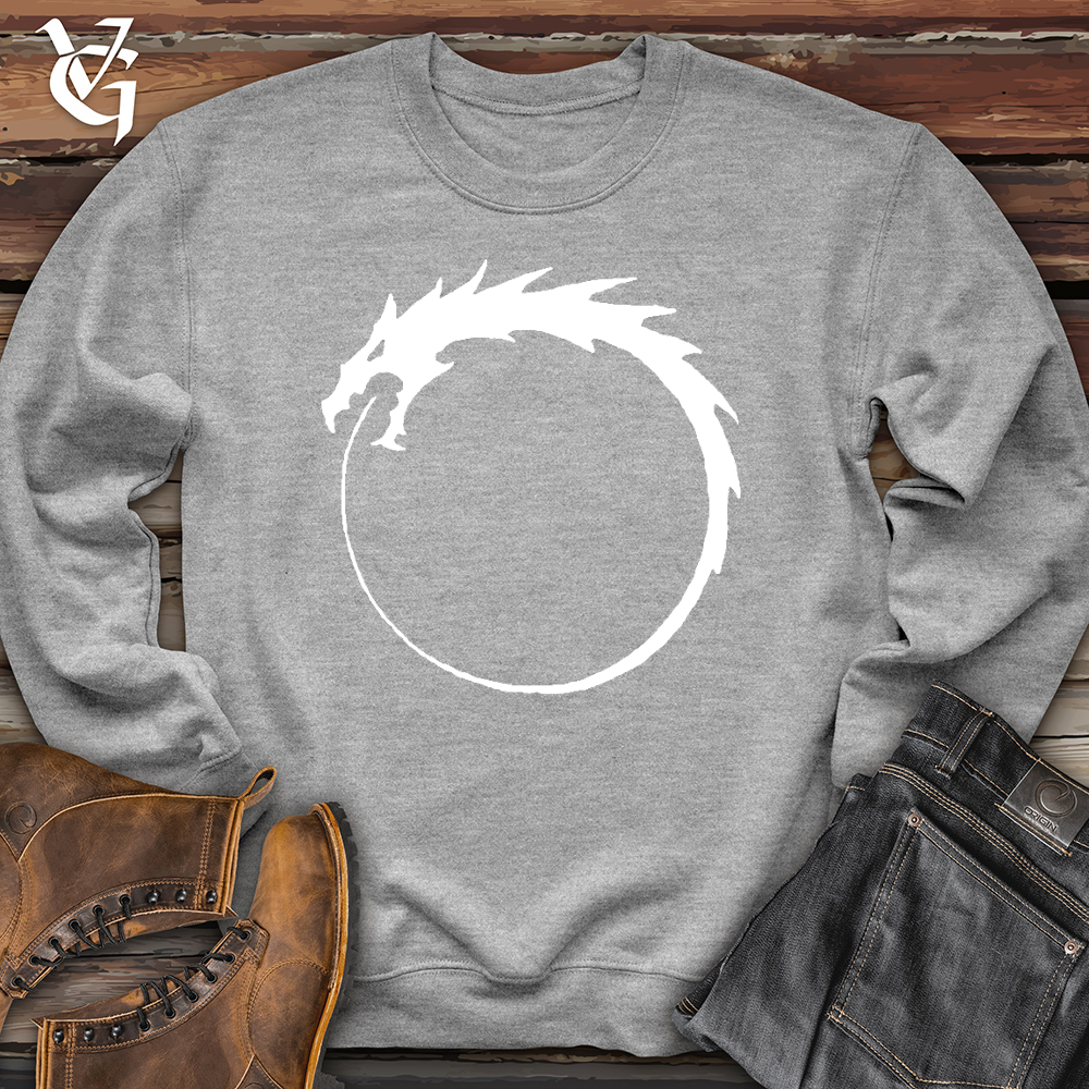 Viking Goods Dragon Circle White Crewneck Athletic Heather / L