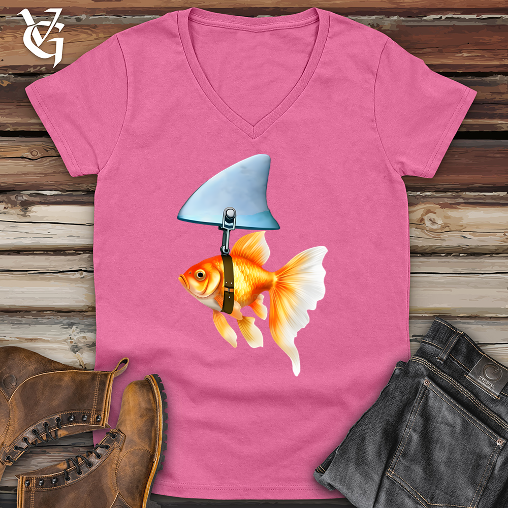 Viking Goods Goldfish Shark Fin Softstyle V-Neck Azalea / L