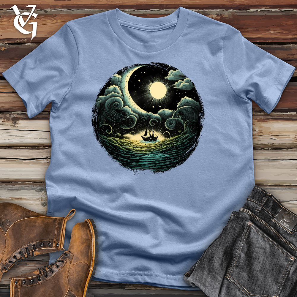 Viking Goods A Boat In The Sea Cotton Tee Baby Blue / L