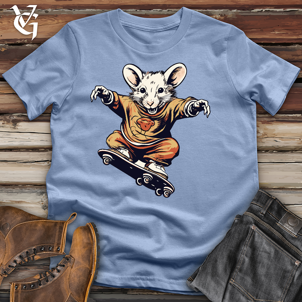 Viking Goods A Mouse Skating Cotton Tee Baby Blue / L