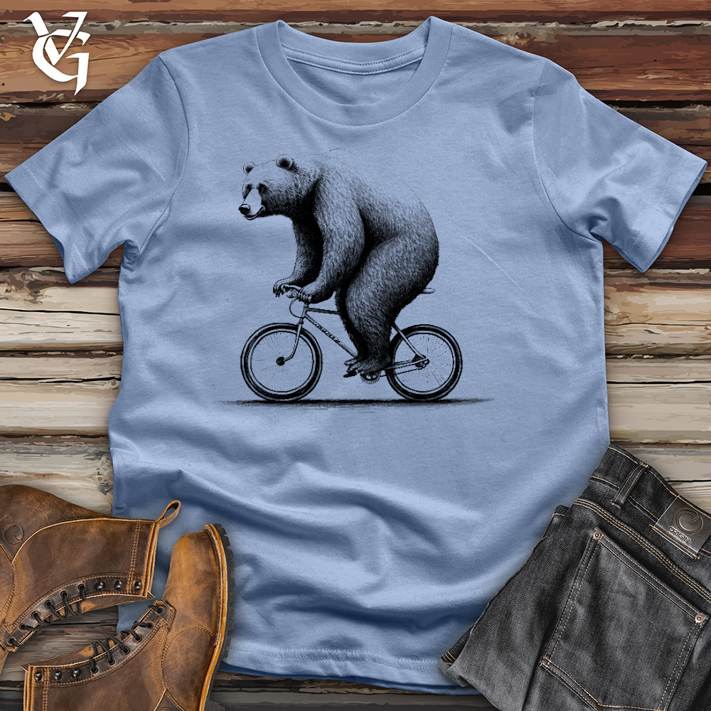 Viking Goods Bear Riding Bike Cotton Tee Baby Blue / L