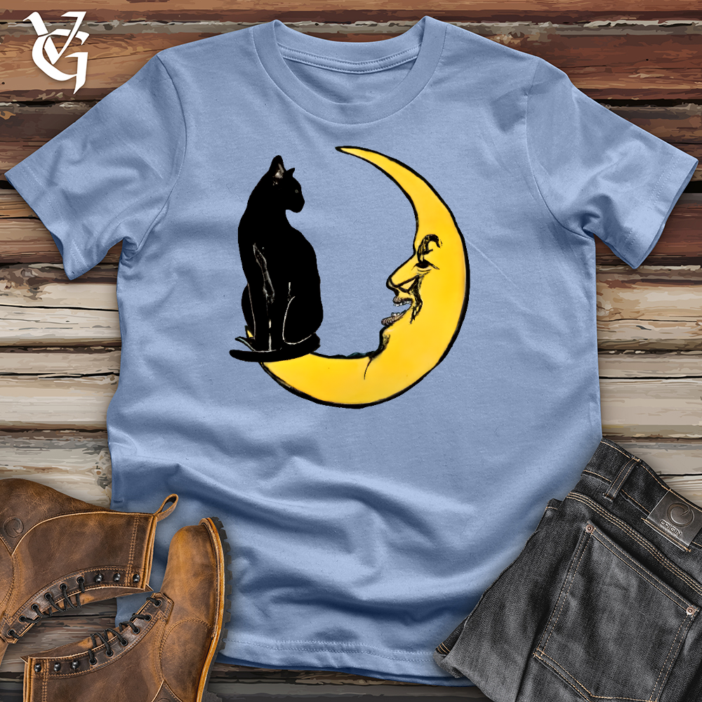 Viking Goods Cat On The Moon Cotton Tee Baby Blue / L