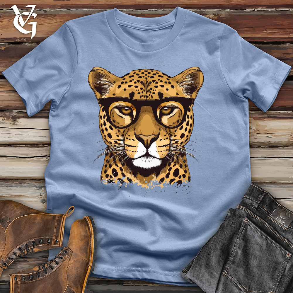 Viking Goods Cheetah Eyeglass Cotton Tee Baby Blue / L
