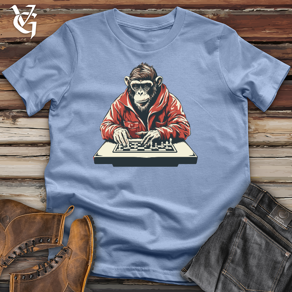 Viking Goods Chimp Playing Chess Cotton Tee Baby Blue / L