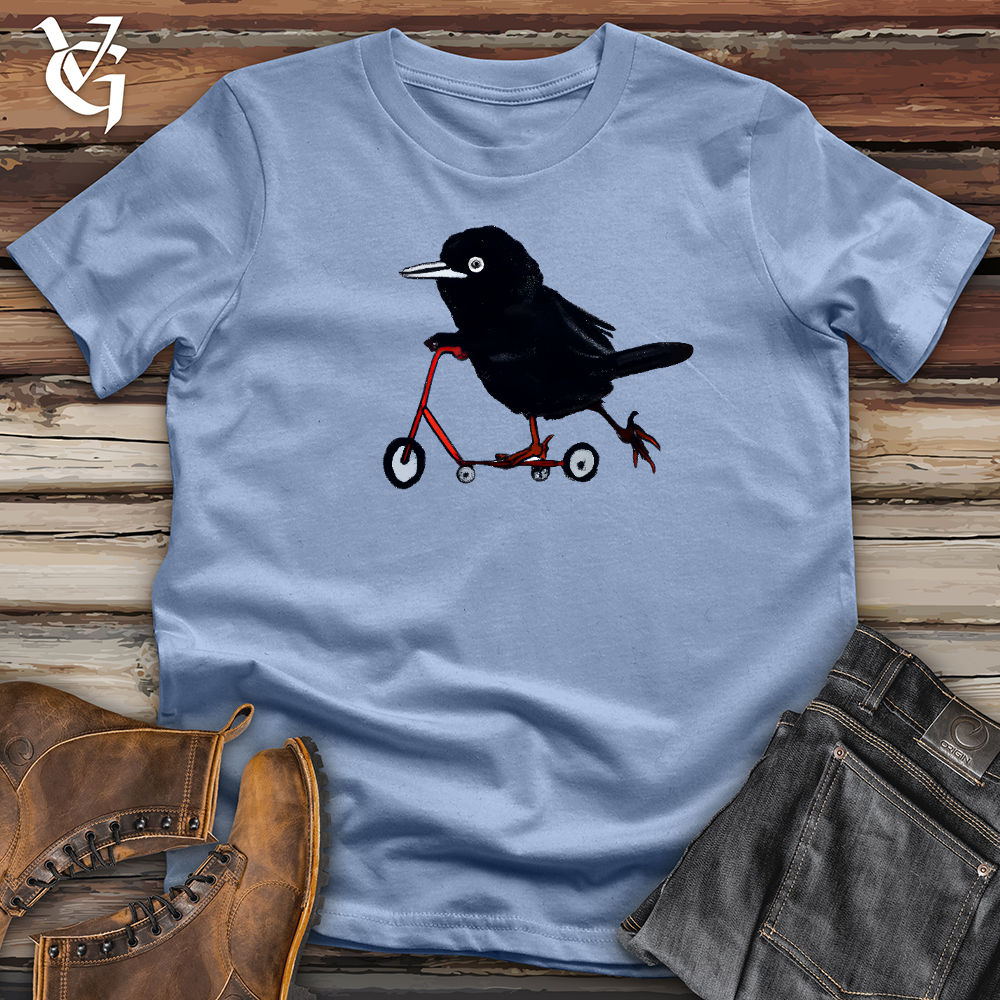 Viking Goods Crow Riding Scooter Cotton Tee Baby Blue / L