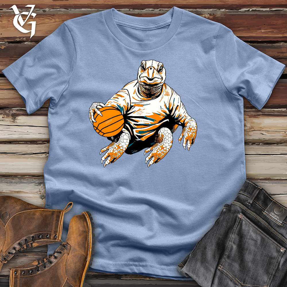 Viking Goods Cute Turtle Holding a Basketball Cotton Tee Baby Blue / L