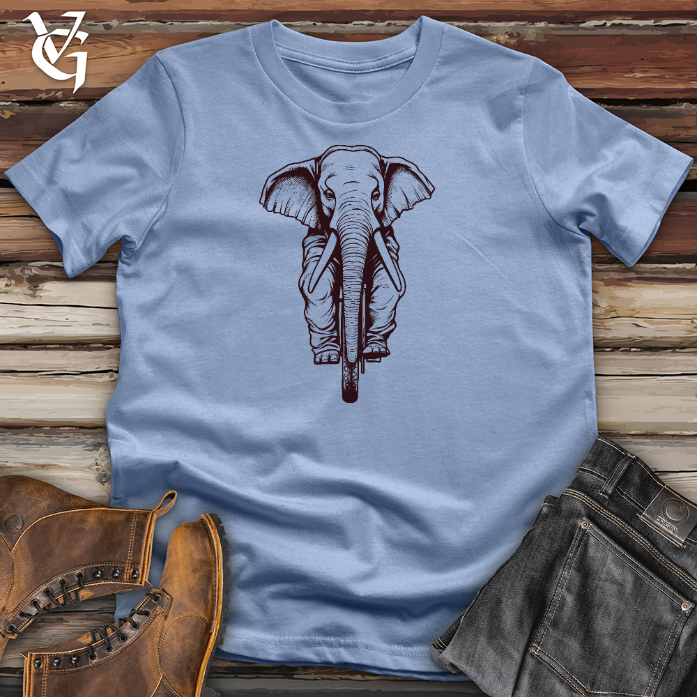 Viking Goods Elephant Riding a Cycle Cotton Tee Baby Blue / L