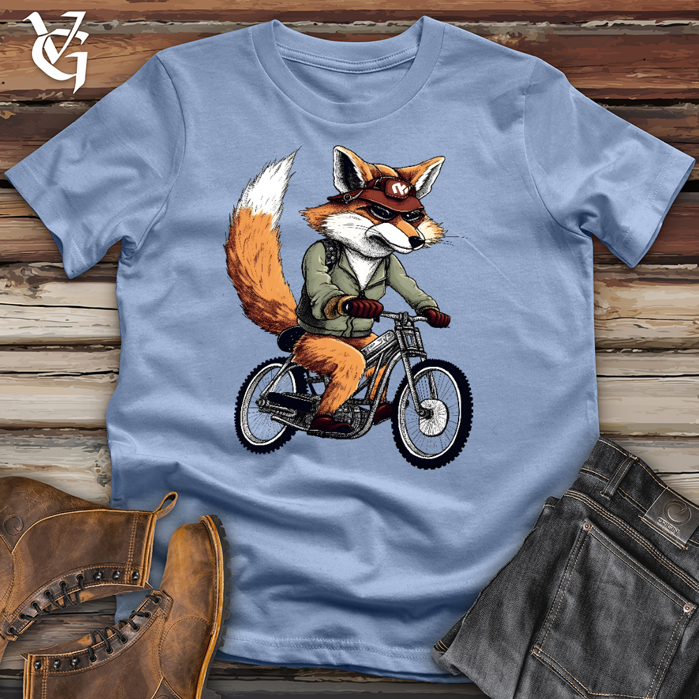 Viking Goods Fox Biker Cotton Tee Baby Blue / L