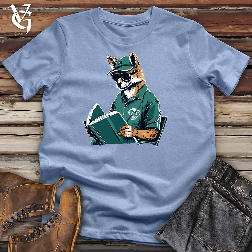 Viking Goods Fox Reading Book Cotton Tee Baby Blue / L