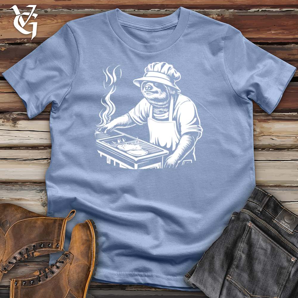Viking Goods Grillmaster Sloth Sizzles Cotton Tee Baby Blue / L
