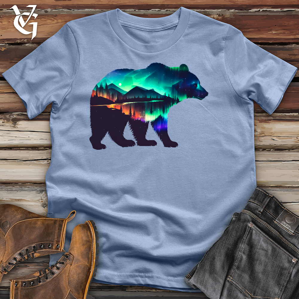 Viking Goods Northern Lights Bear Cotton Tee Baby Blue / L