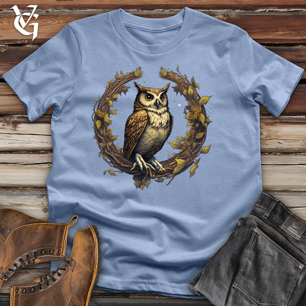 Viking Goods Owl Lunar Wreath Cotton Tee Baby Blue / L