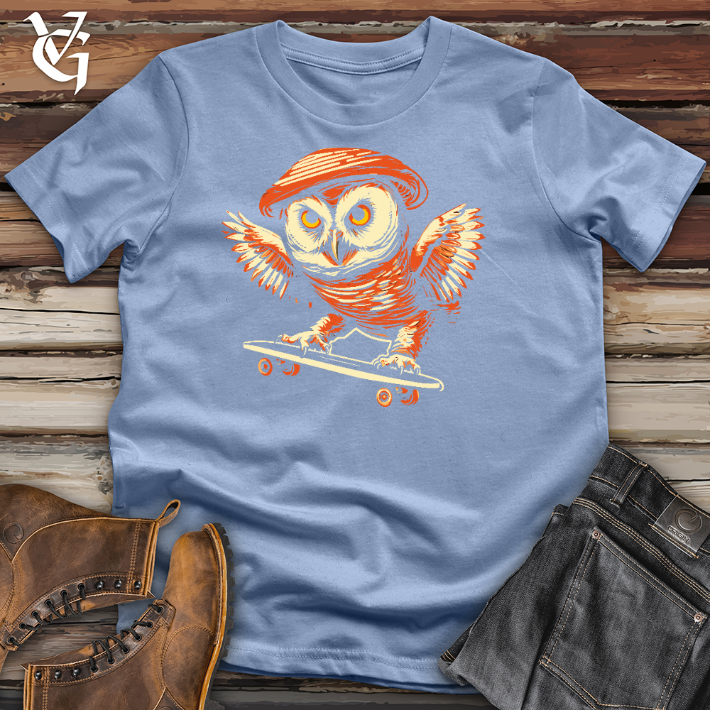 Viking Goods Owl Skate Boarder Cotton Tee Baby Blue / L