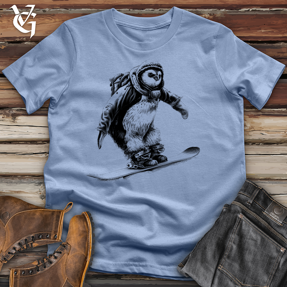 Viking Goods Penguin On Skates Cotton Tees Baby Blue / L