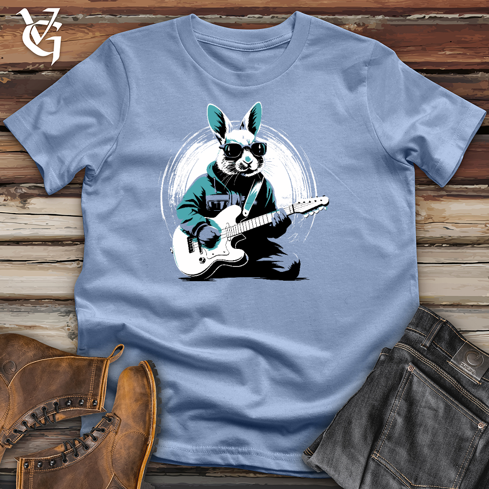 Viking Goods Rabbit Playing Guitar Cotton Tee Baby Blue / L