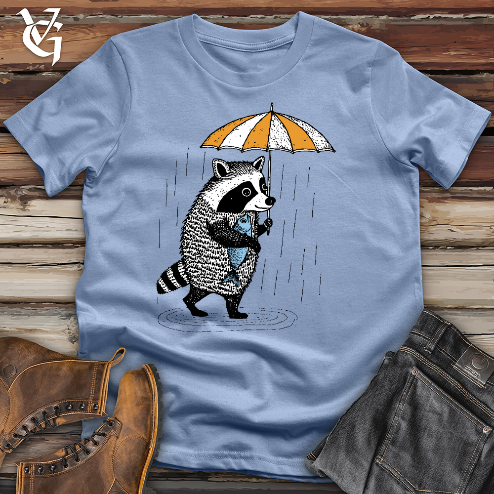 Viking Goods Raccoon In The Rain Cotton Tee Baby Blue / L