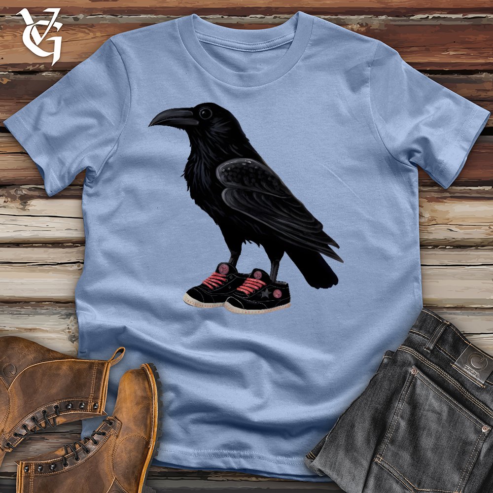 Viking Goods Raven Wearing Sneakers Cotton Tee Baby Blue / L