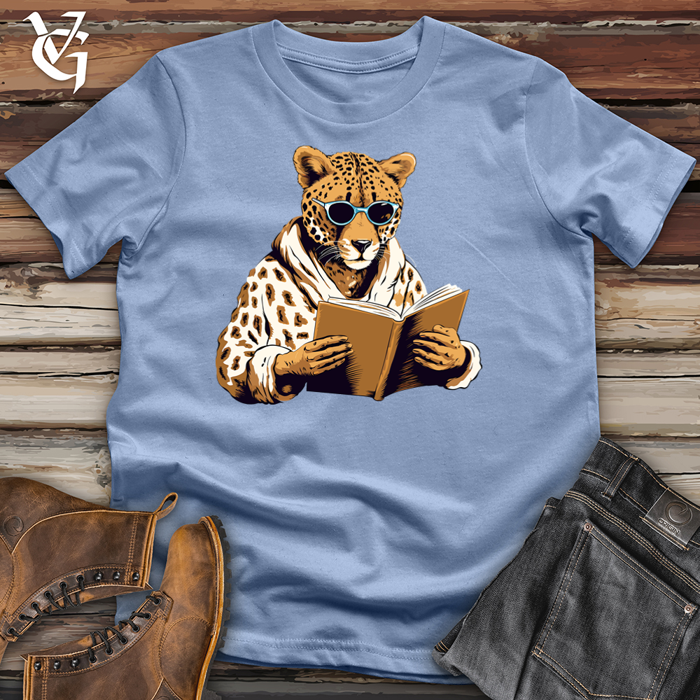 Viking Goods Retro Reader Cheetah Cotton Tee Baby Blue / L