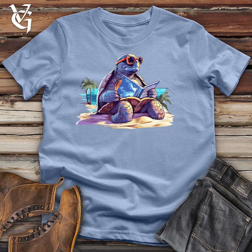 Viking Goods Sea Turtle Reading a Book Cotton Tee Baby Blue / L