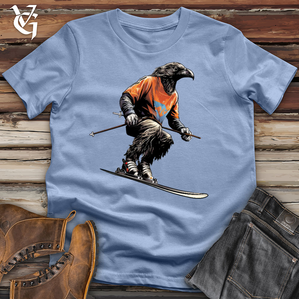 Viking Goods Skiing Raven Cotton Tee Baby Blue / L