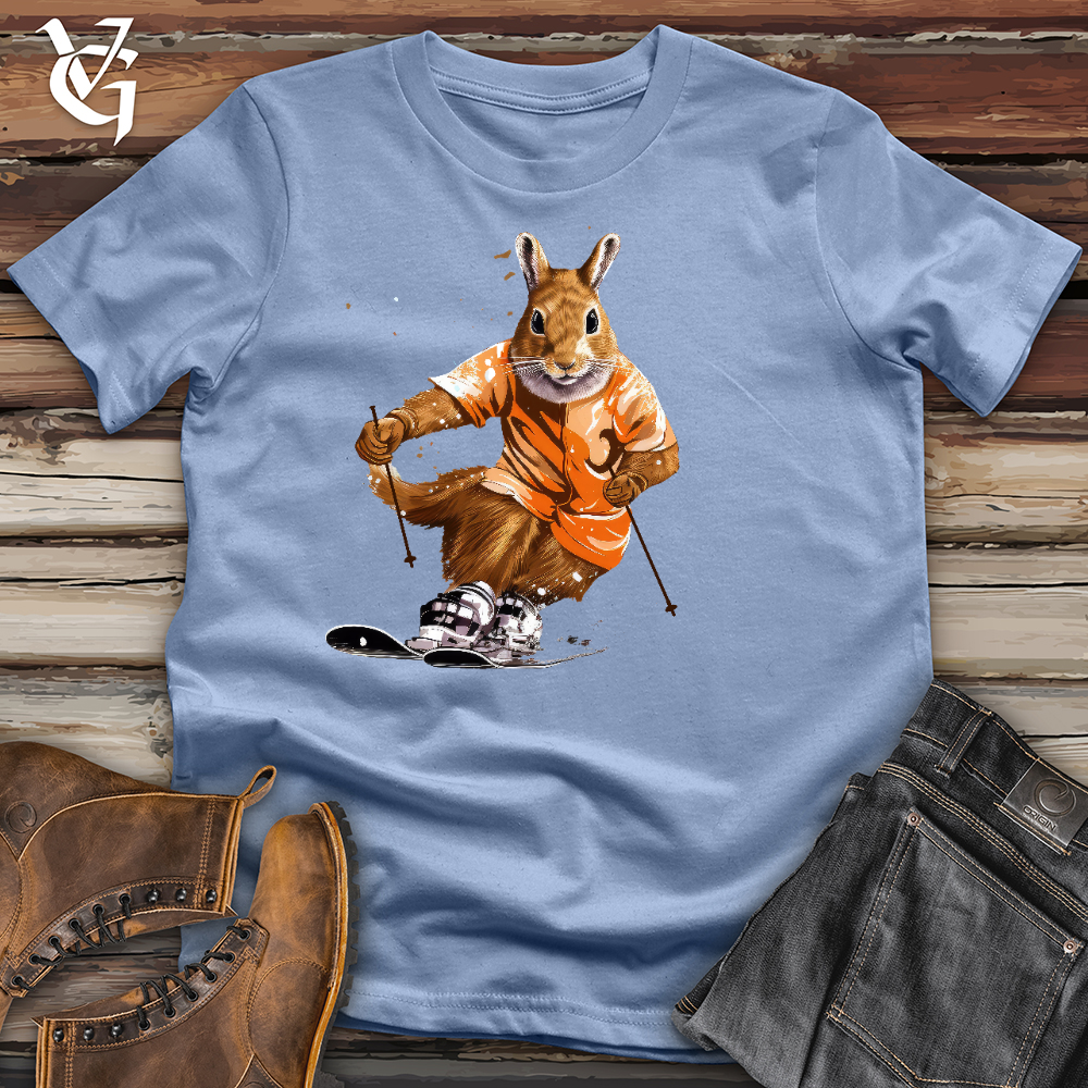 Viking Goods Skiing Squirrel Cotton Tee Baby Blue / L