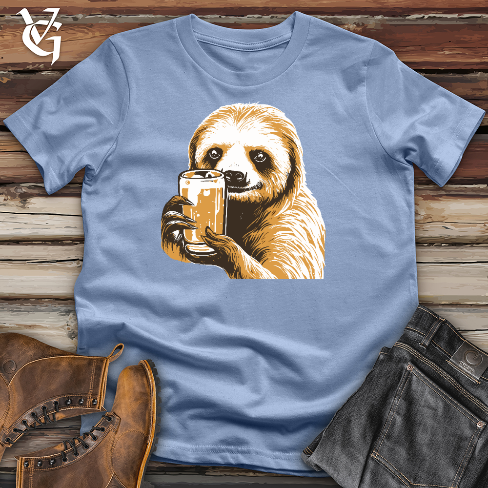 Viking Goods Sloth Drinking Cotton Tee Baby Blue / L