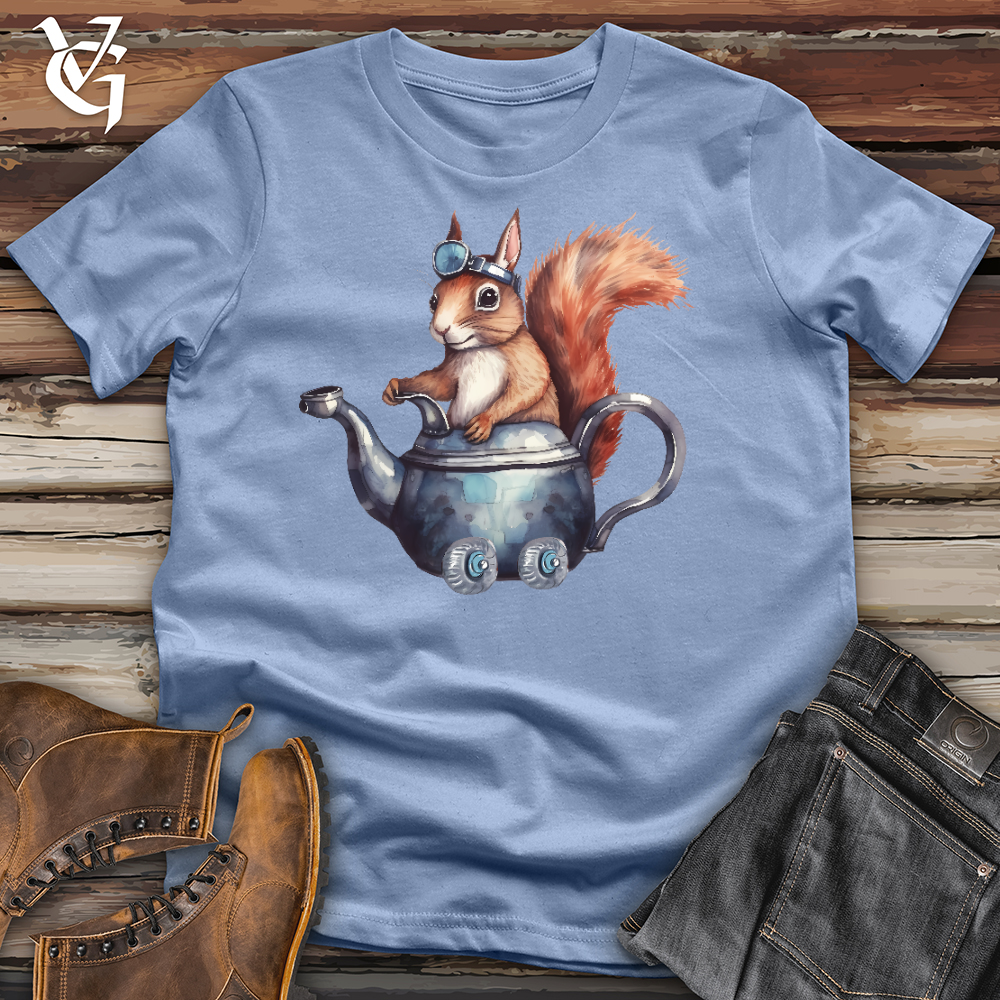 Viking Goods Squirrel Tea Pot Ride Cotton Tee Baby Blue / L