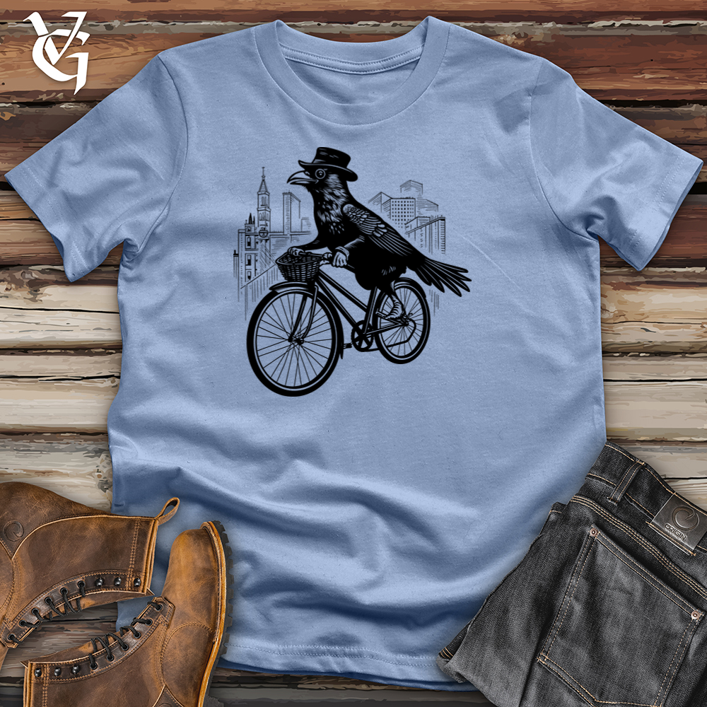 Viking Goods Stylish Raven Pedaler Cotton Tee Baby Blue / L