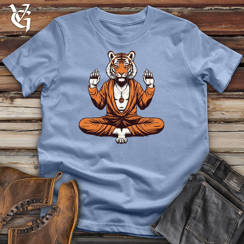 Viking Goods Tiger Doing Yoga Cotton Tee Baby Blue / L