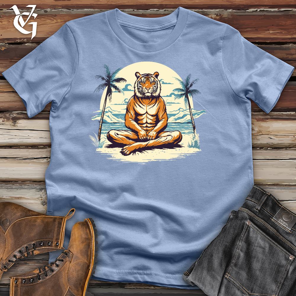 Viking Goods Tiger Doing Yoga Cotton Tee Baby Blue / L