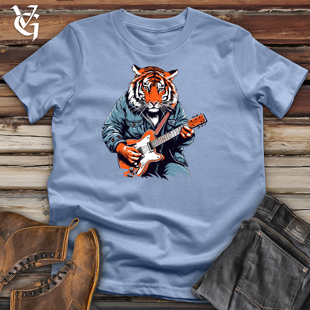 Viking Goods Tiger Playing Guitar Cotton Tee Baby Blue / L