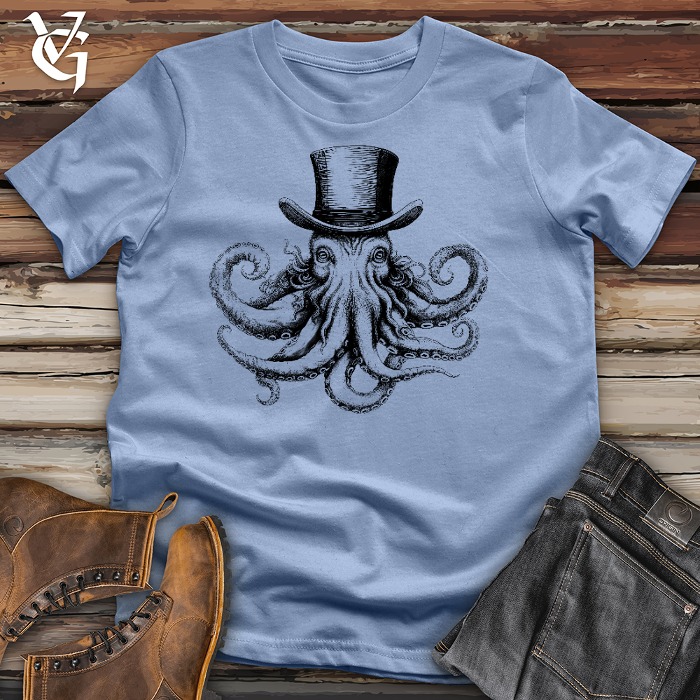 Viking Goods Top Hat Octopus Cotton Tee Baby Blue / L
