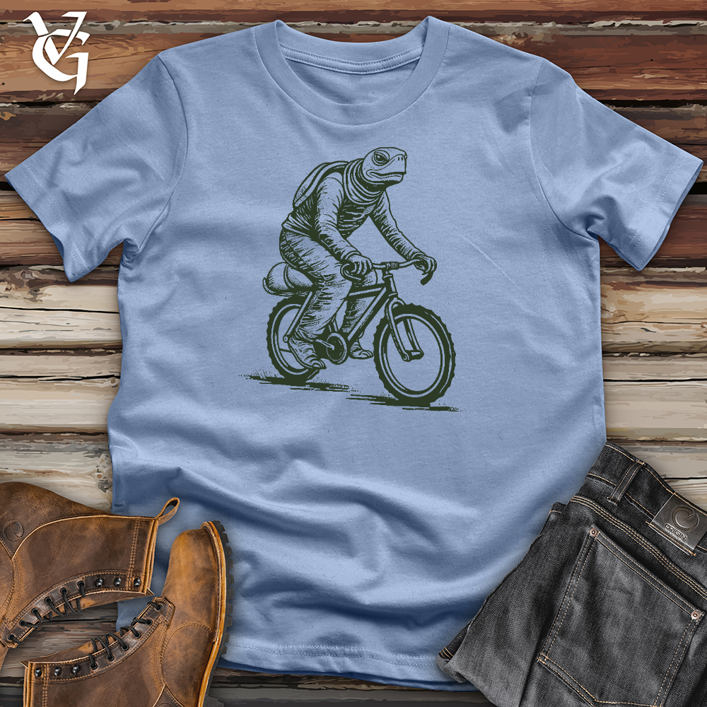 Viking Goods Turtle Riding A Bike Cotton Tee Baby Blue / L