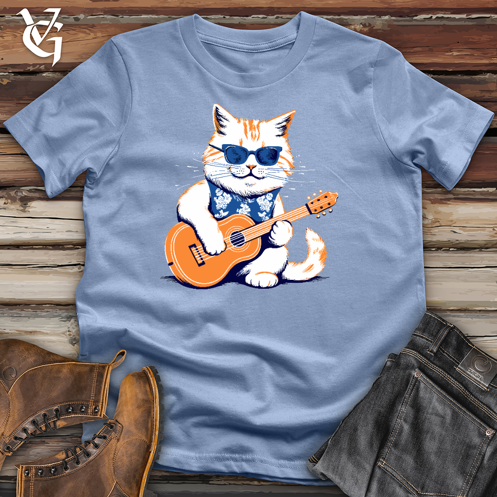 Viking Goods Ukulele Cat Serenade Cotton Tee Baby Blue / L