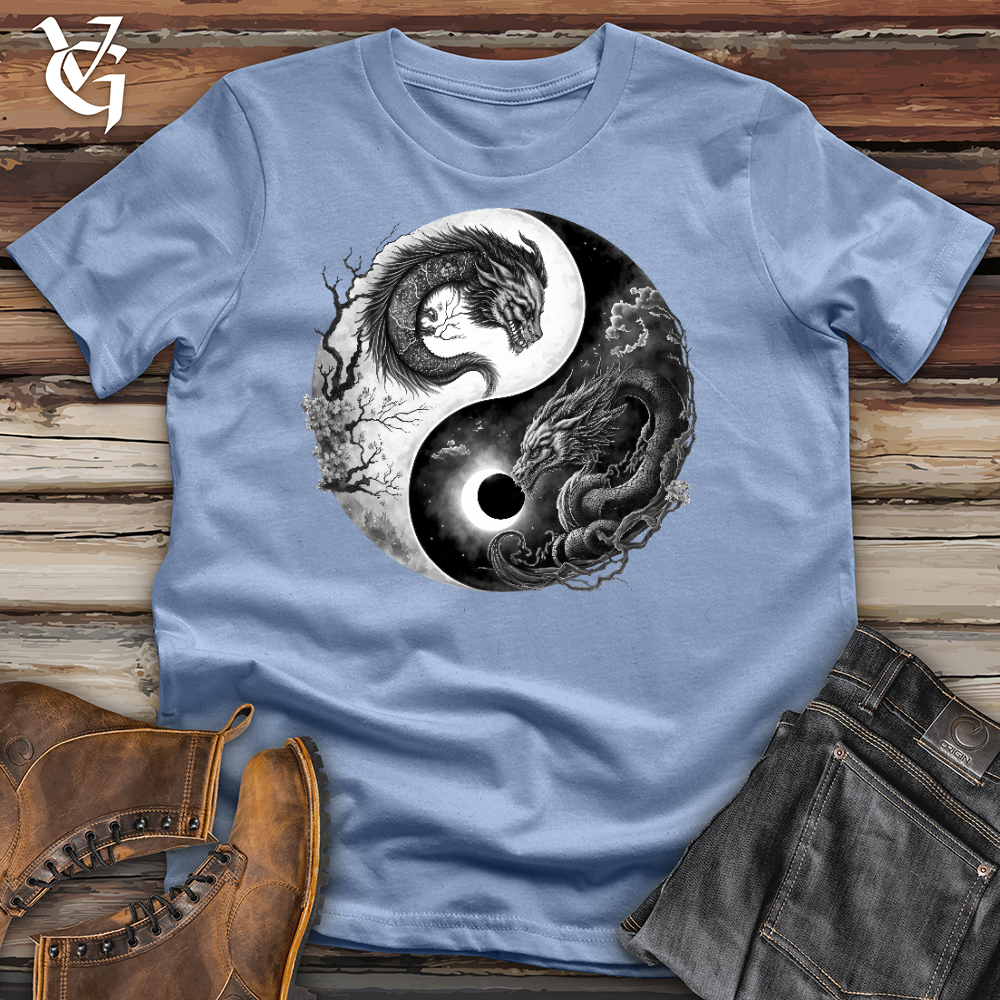 Viking Goods Yin Yang Dragons Cotton Tee Baby Blue / L