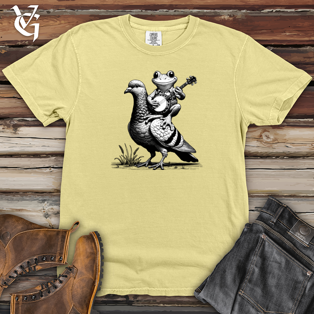 Viking Goods Banjo Frog On a Pigeon Heavy Cotton Comfort Colors Tee Banana / L